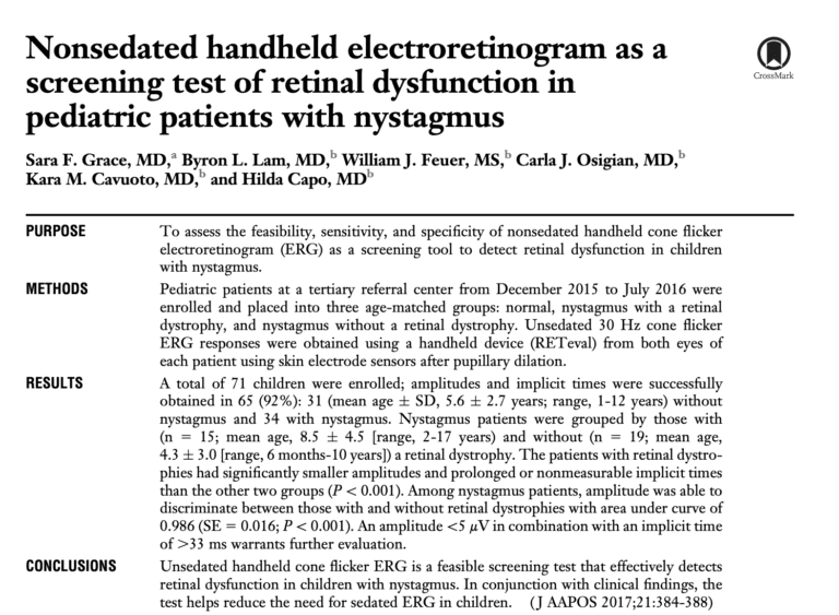 Portable non sedated electroretinogram
